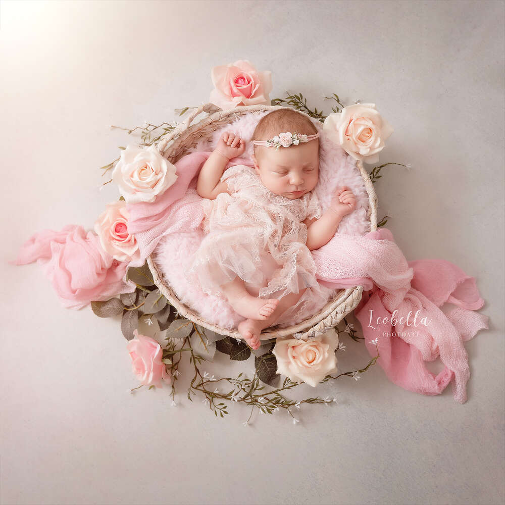 Kleiner Engel im Rosenbett (Leobella Photoart)