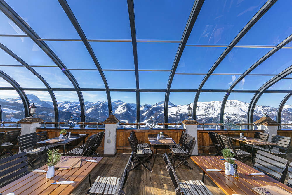 Vöroka Terrassenüberdachung auf der Ochsalm (Fotograf Martin Raffeiner)